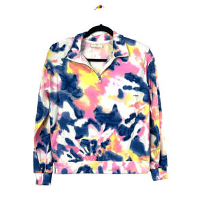 Bobbie Brooks Sweatshirt Womens Small Multicolor Tie Dye Quarter Zip Pullover